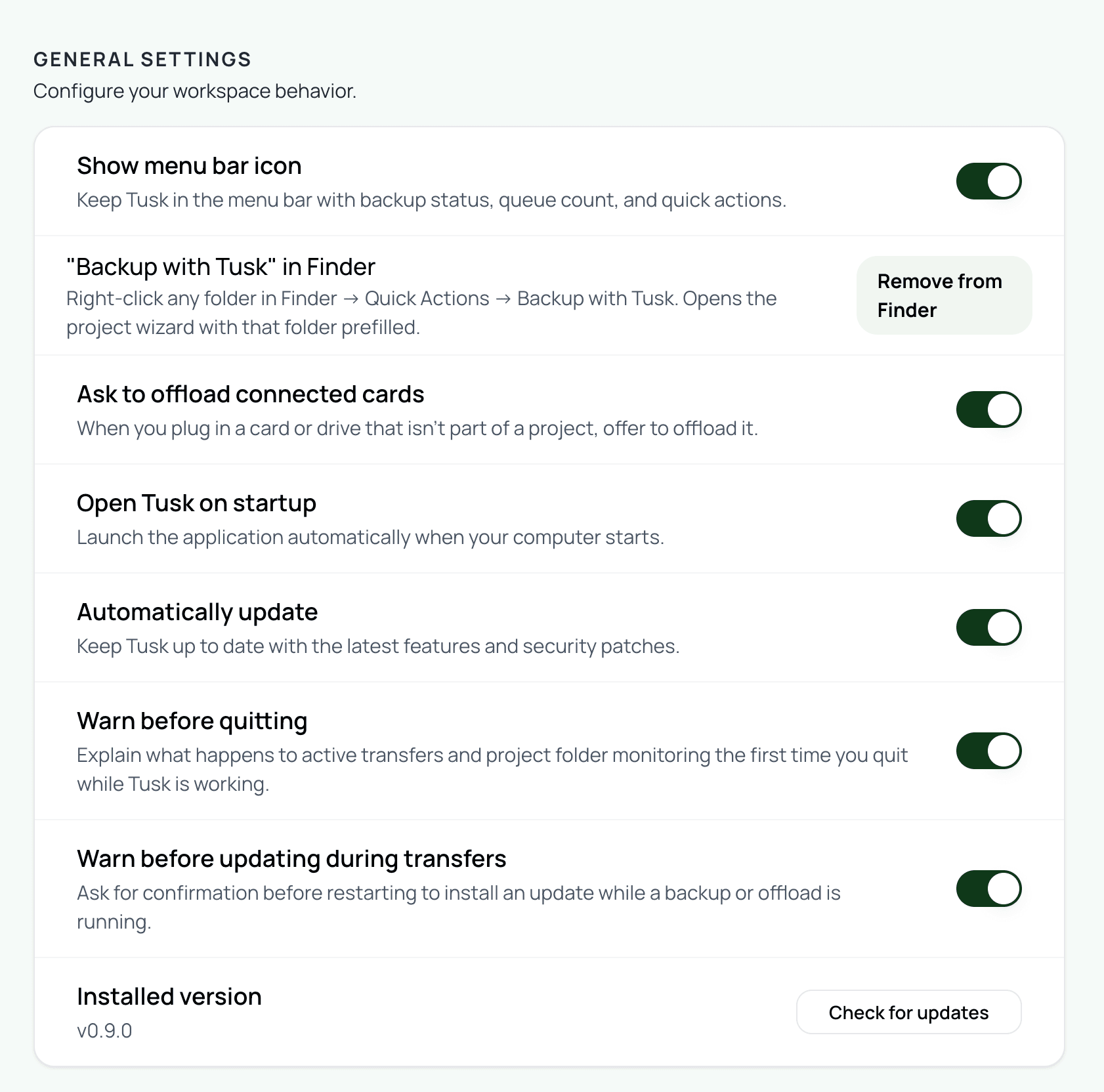 The Preferences General tab showing the Open at login toggle